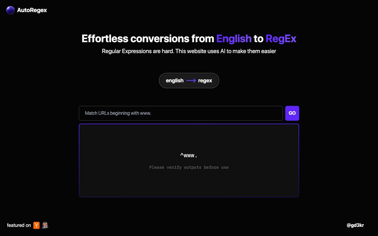 AutoRegex screenshot