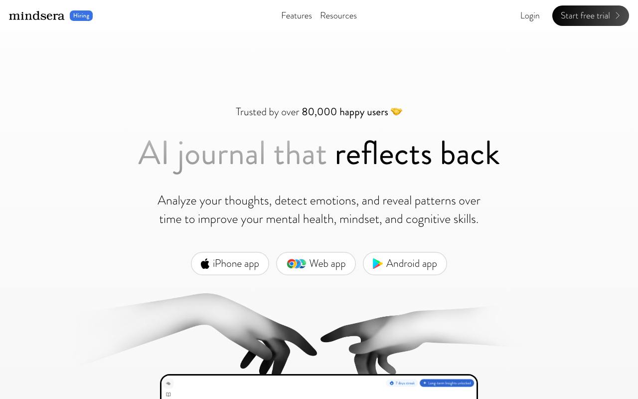 Mindsera screenshot