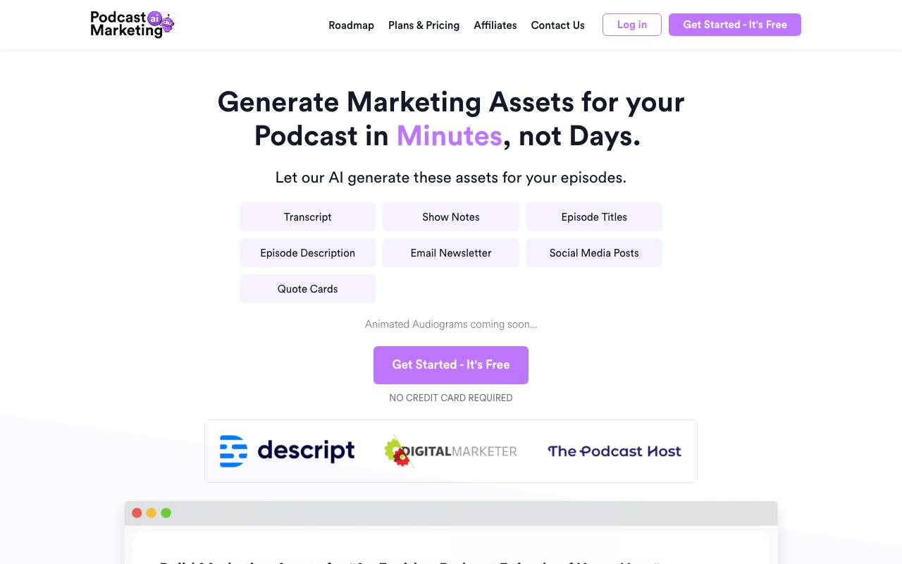 Podcast Marketing AI screenshot