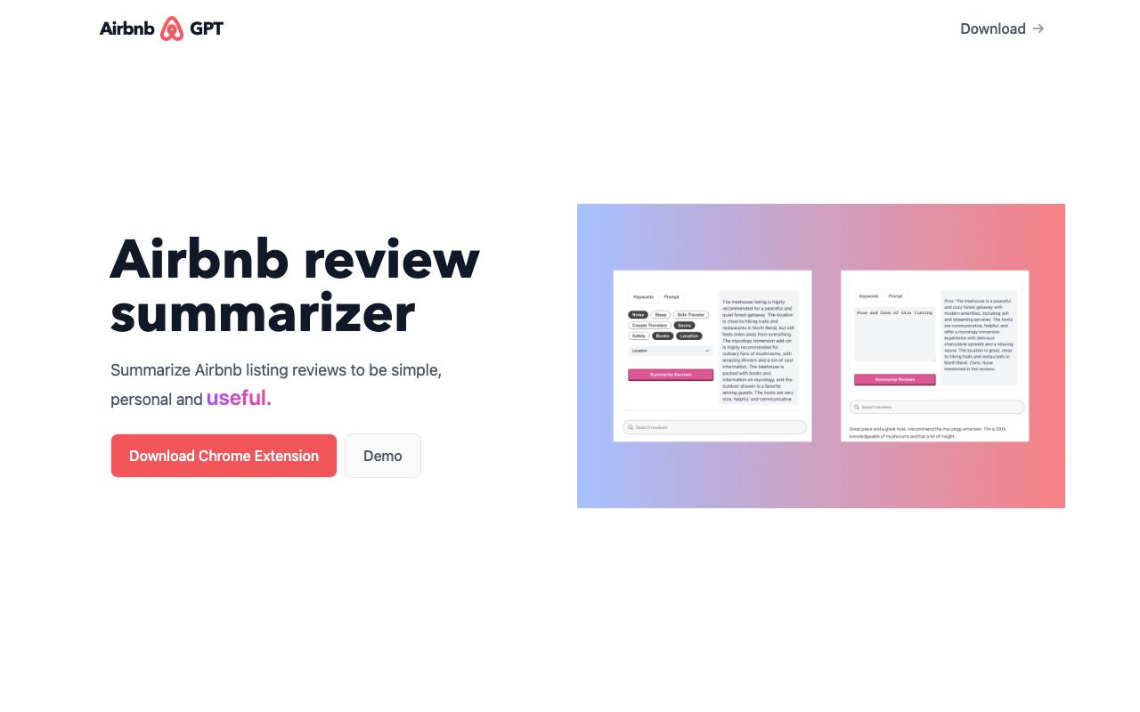 Airbnb Review Summarizer screenshot