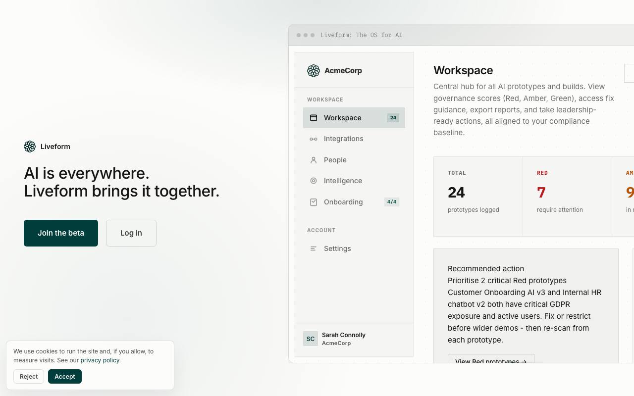 Liveform screenshot