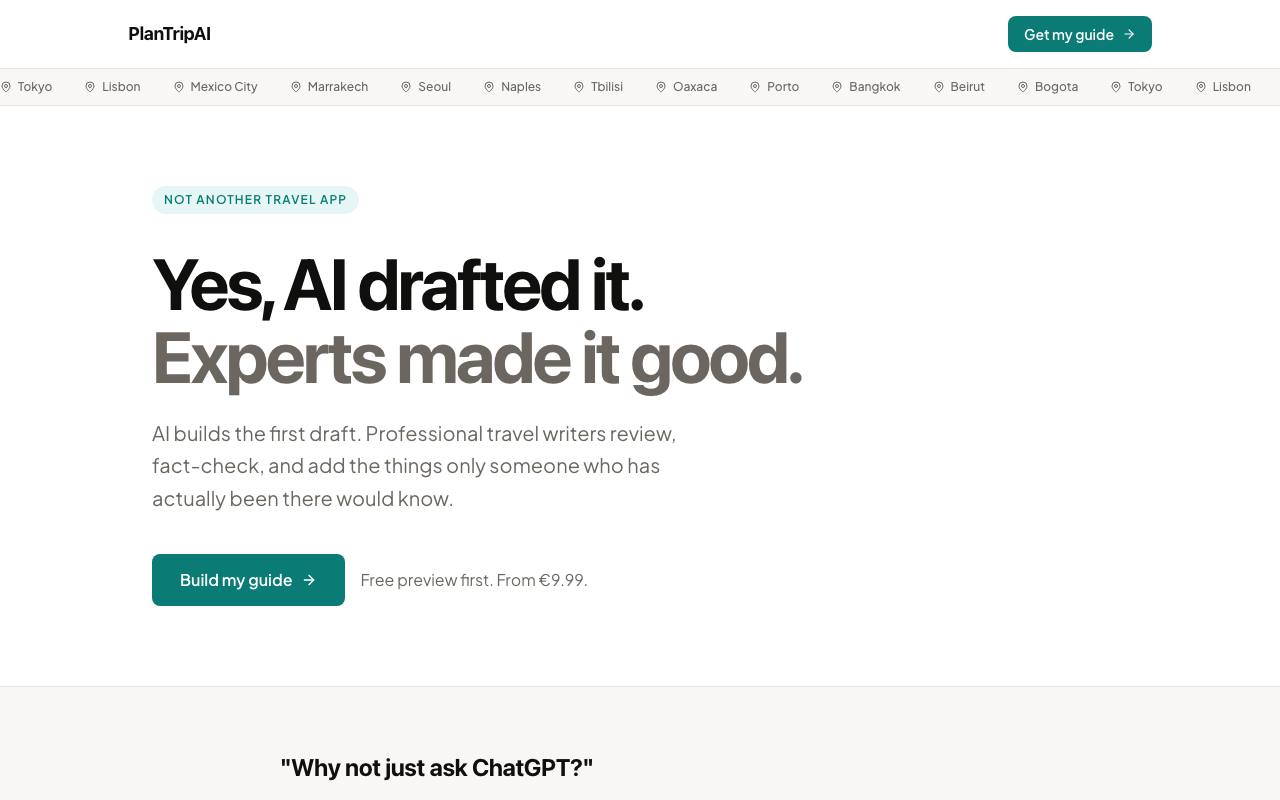 PlanTripAI screenshot