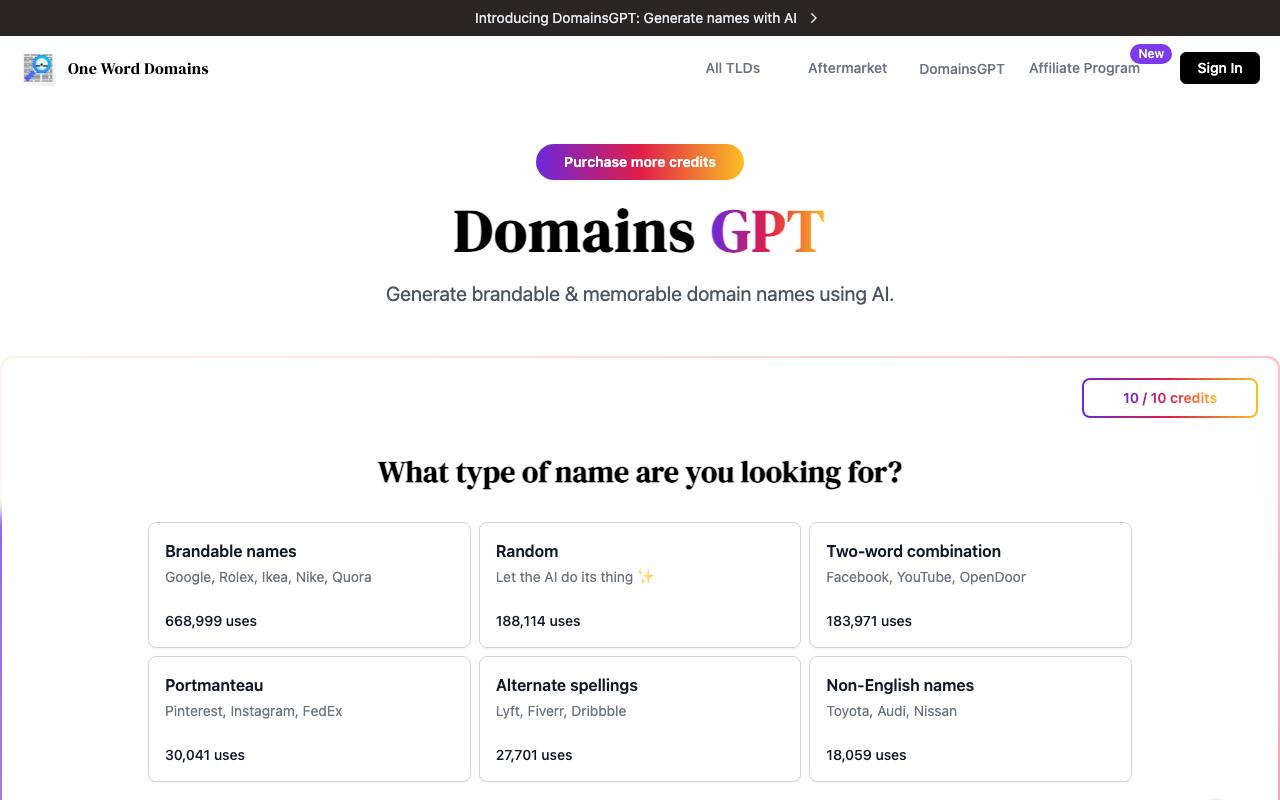 DomainsGPT screenshot