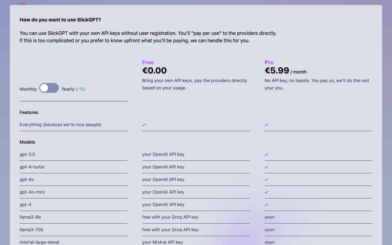 SlickGPT screenshot