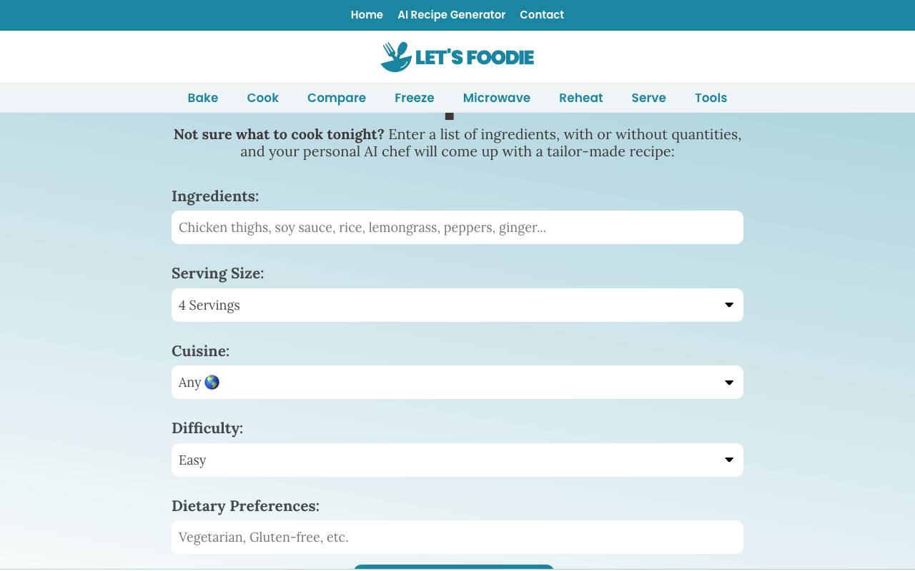 Recipes By AI screenshot