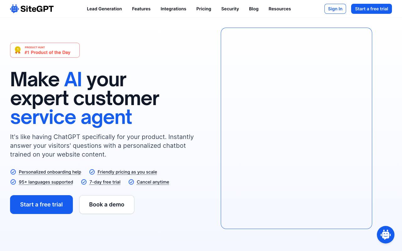 SiteGPT screenshot