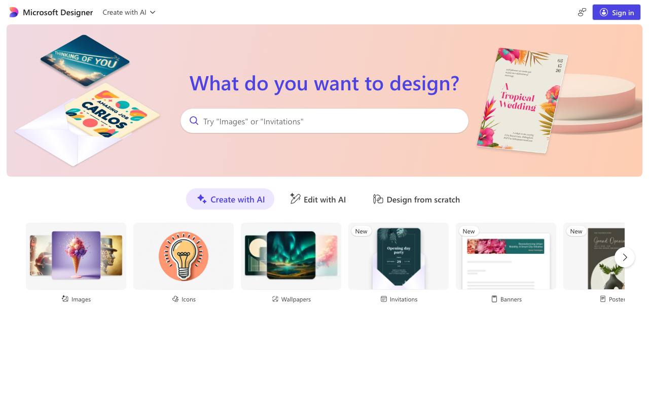 Microsoft Designer screenshot