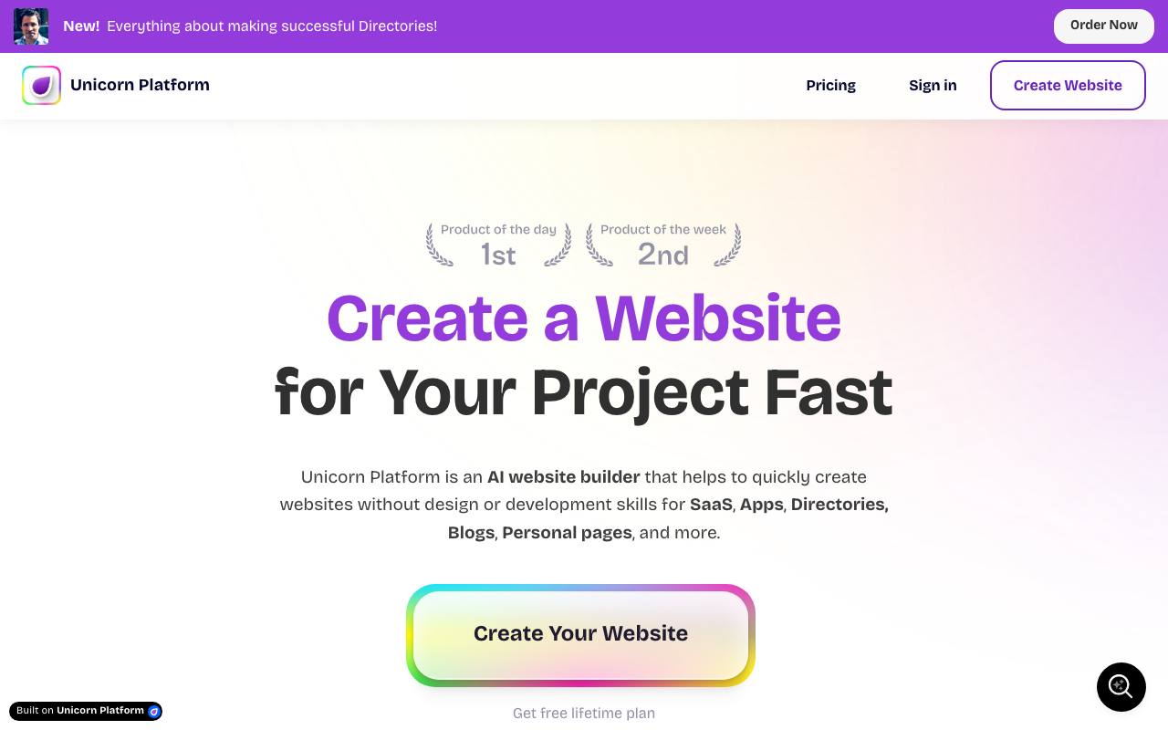 Unicorn Platform screenshot