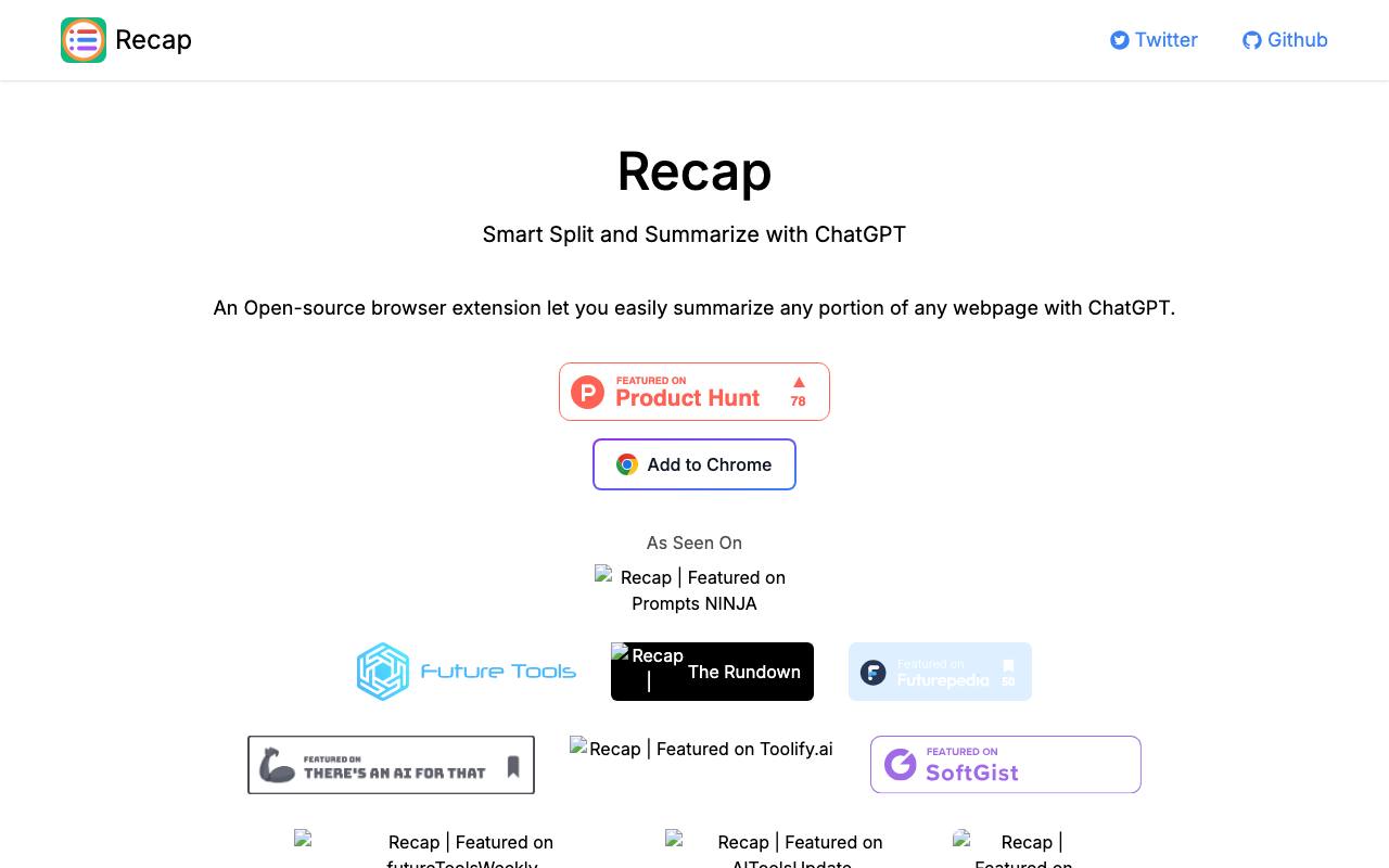 Recapext screenshot