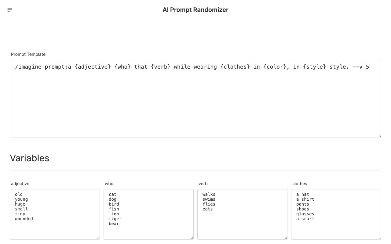 AI Prompt Randomizer screenshot