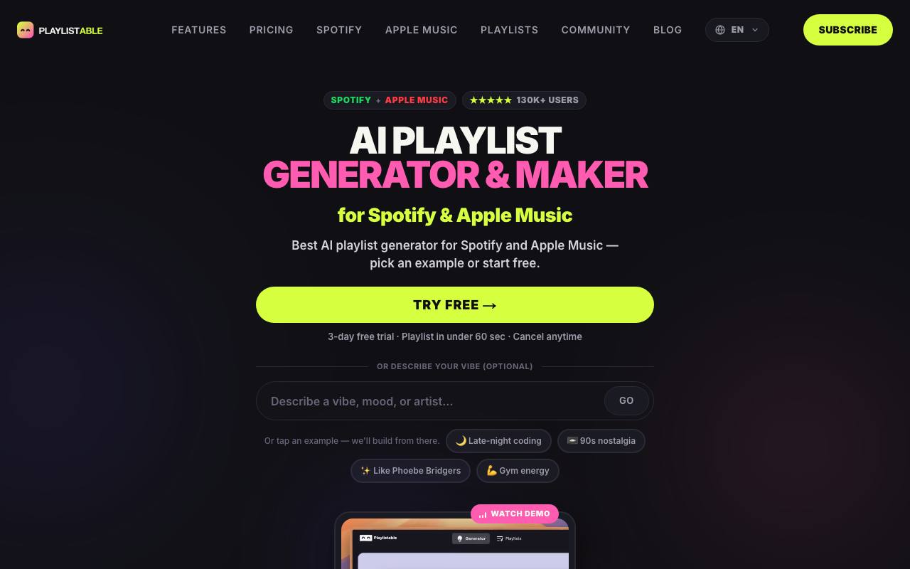 Playlistable screenshot