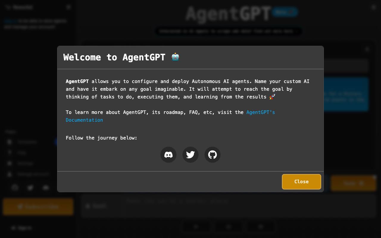 AgentGPT screenshot