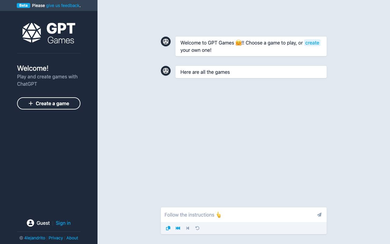 GPT Games screenshot