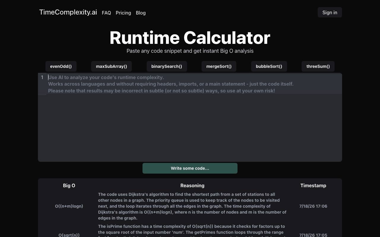 TimeComplexity screenshot