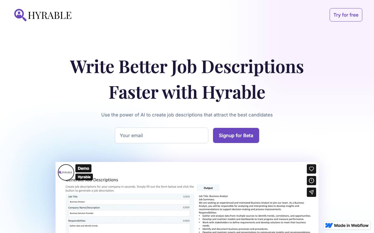 Hyrable screenshot