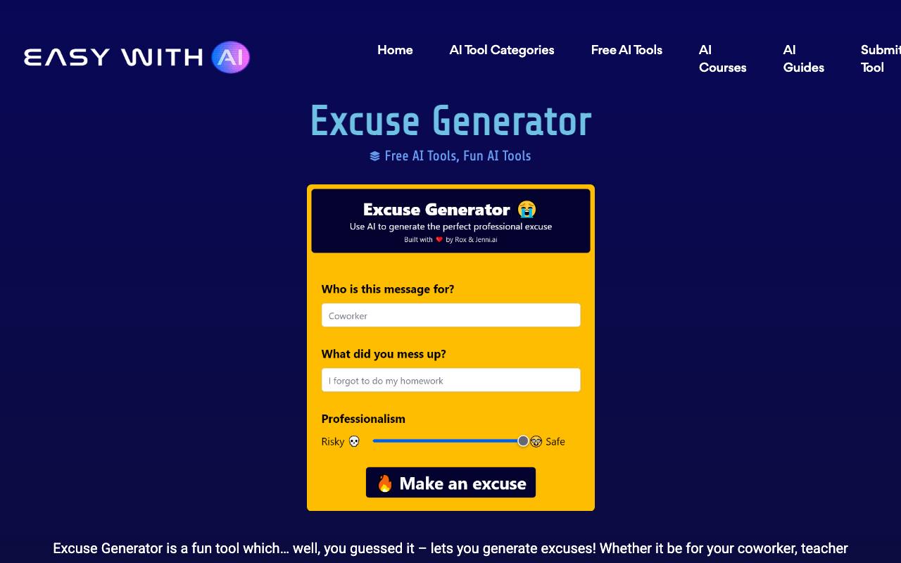 Excuse Generator screenshot