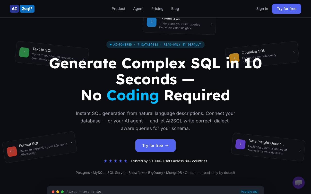 Ai2sql screenshot