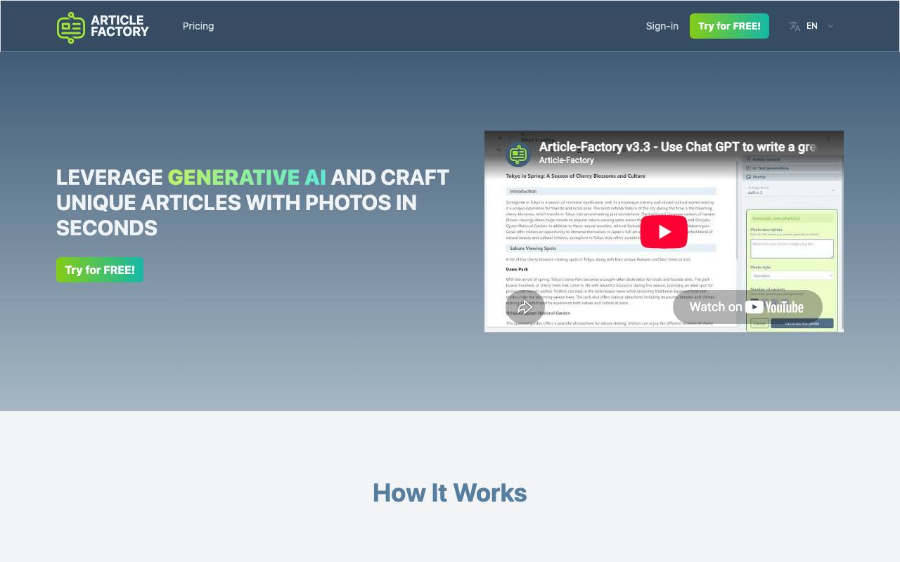 Article Factory screenshot