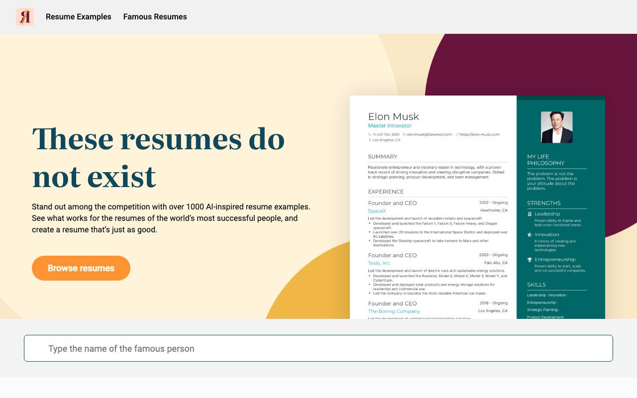 This Resume Does Not Exist screenshot