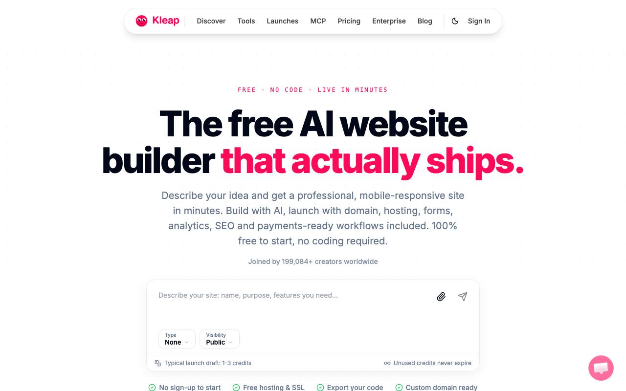 Kleap screenshot
