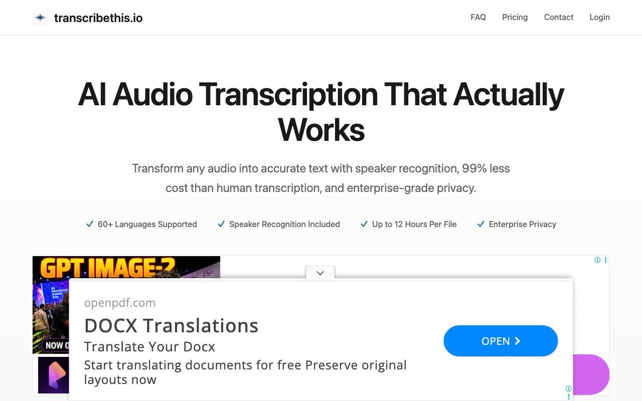 Transcribethis.io screenshot