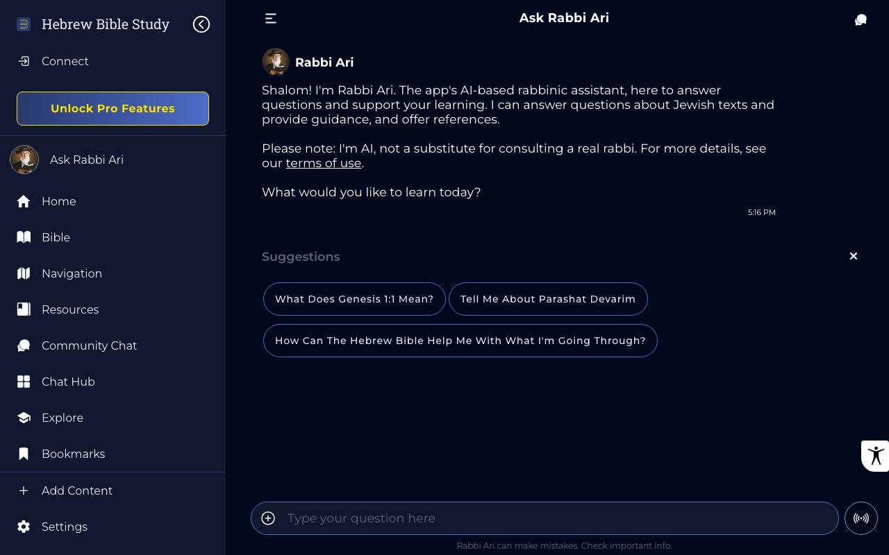 Rabbi AI screenshot