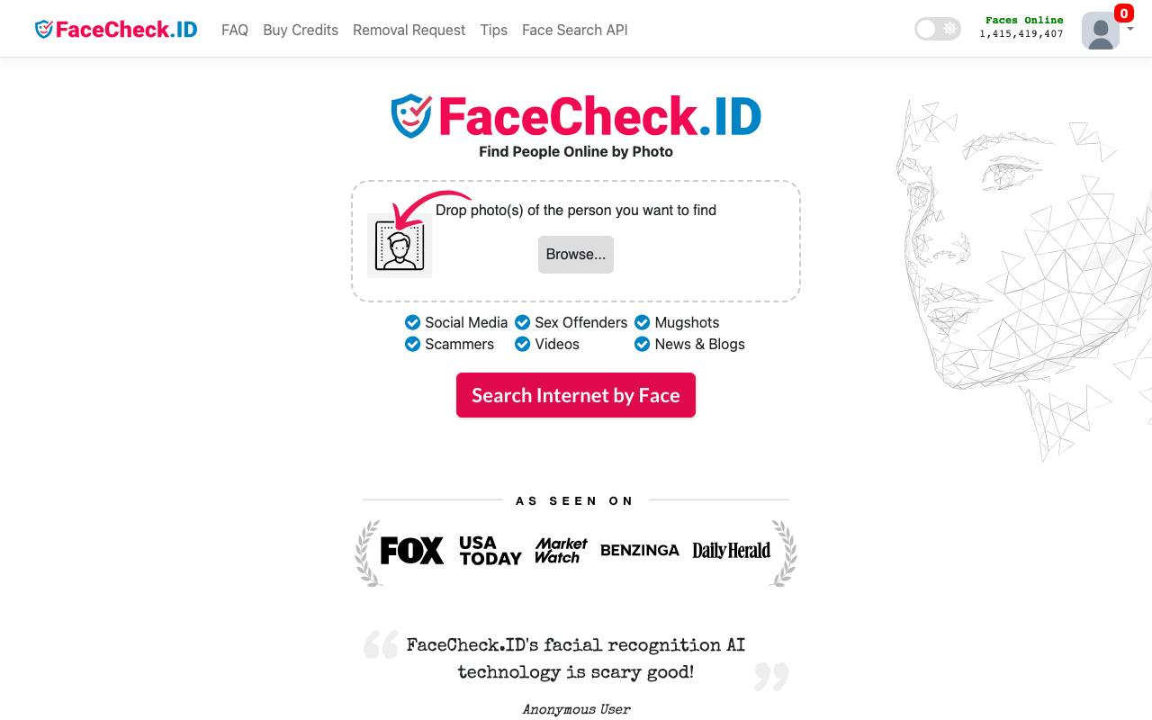 FaceCheck ID screenshot
