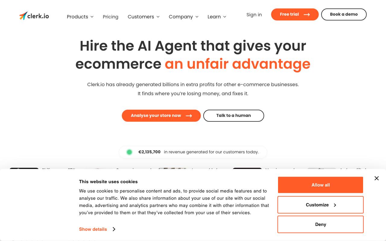 Clerk.io screenshot