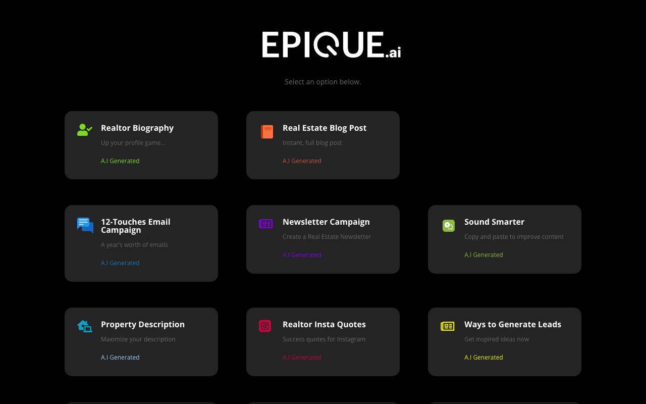 Epique AI screenshot