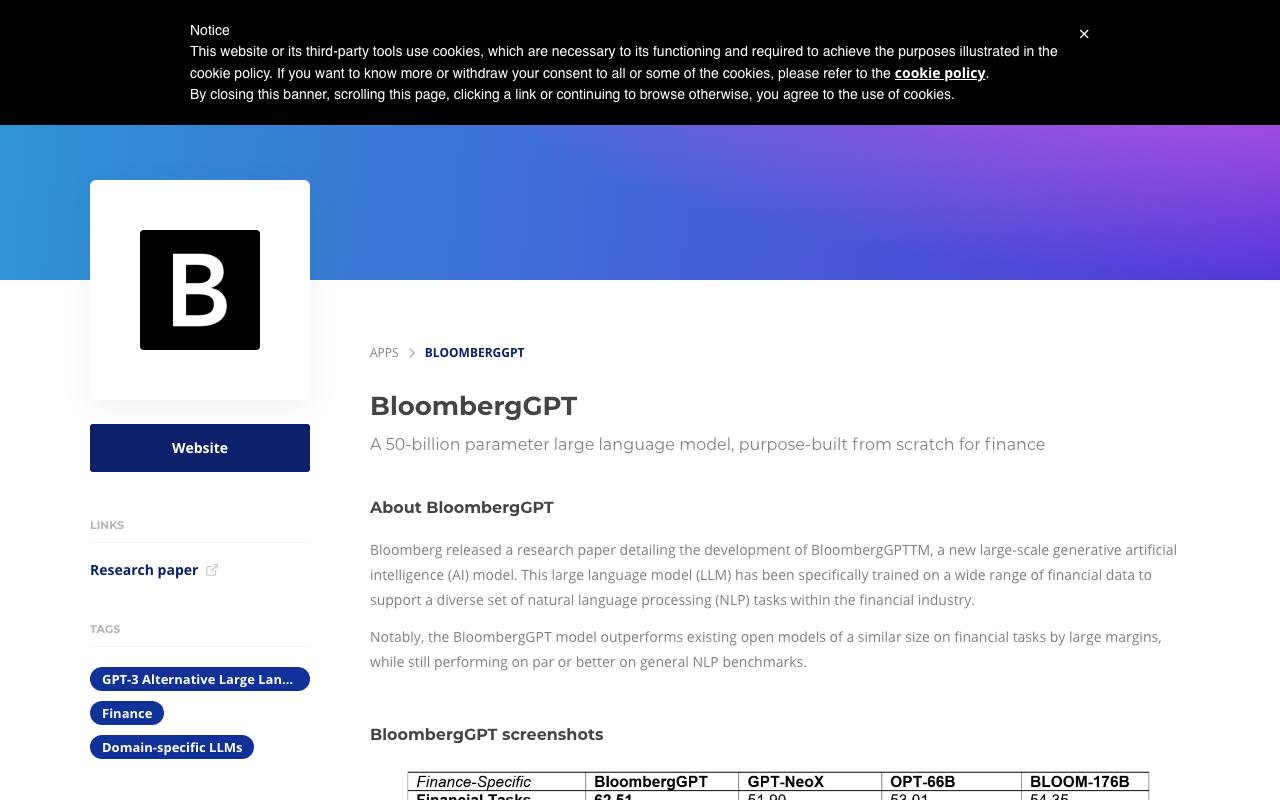 BloombergGPT screenshot