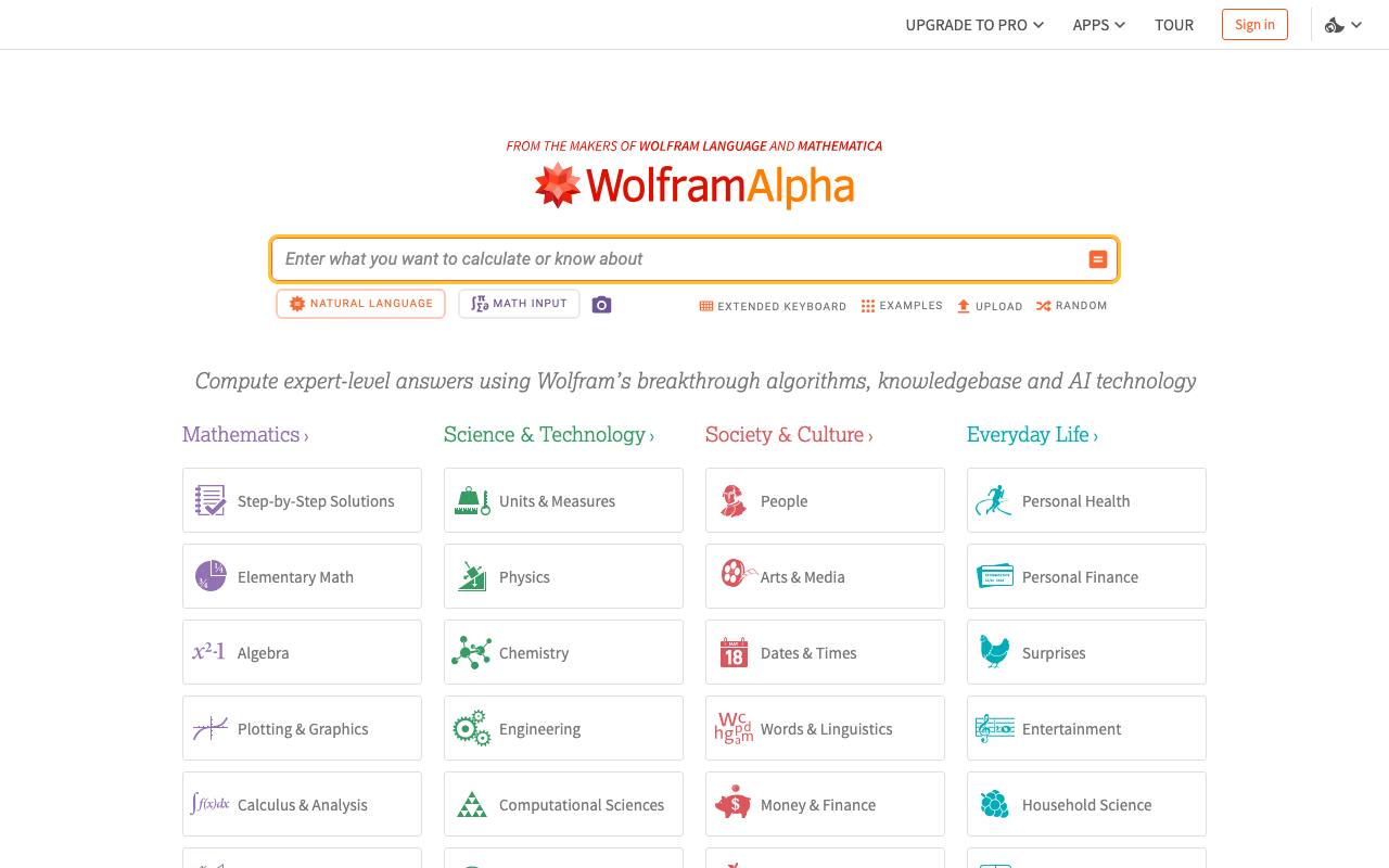 WolframAlpha screenshot