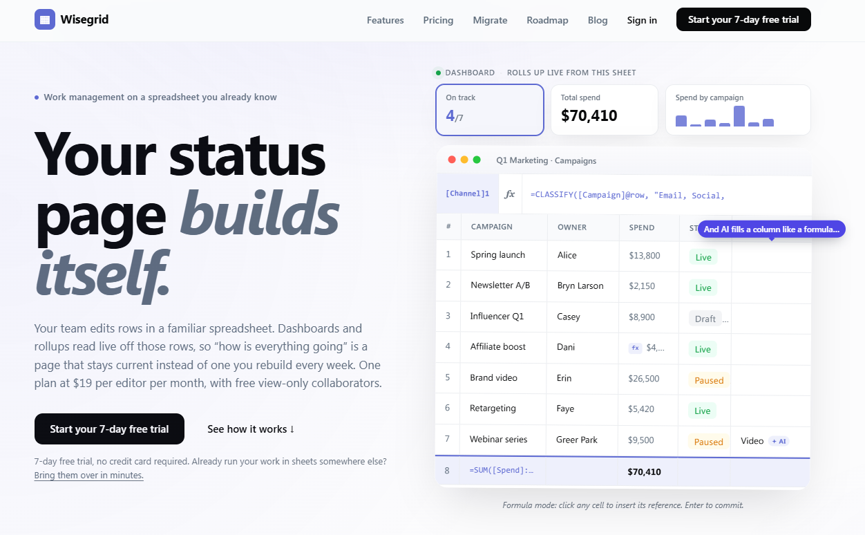 Wisegrid screenshot