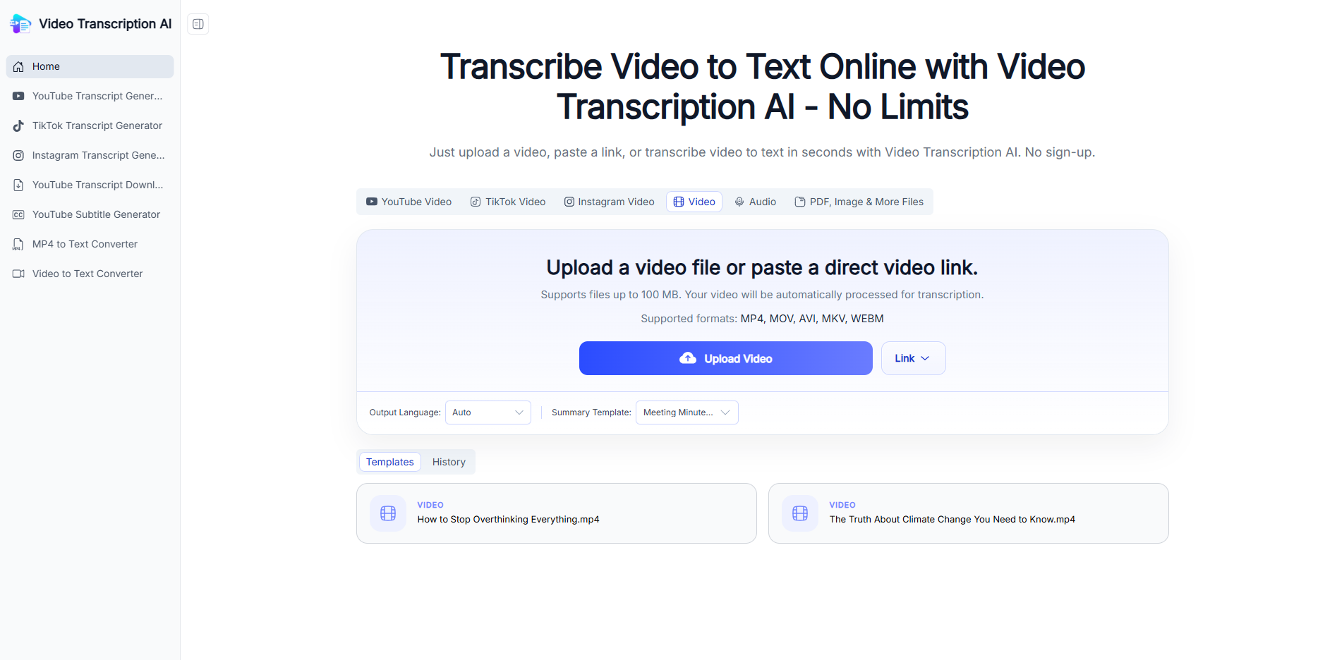 Video Transcription AI screenshot