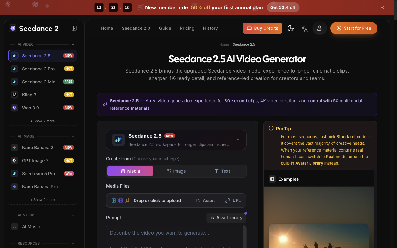 Seedance 2.5 AI Video Generator screenshot