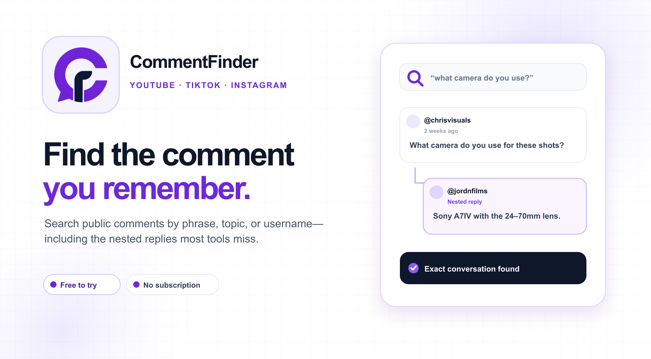 CommentFinder screenshot