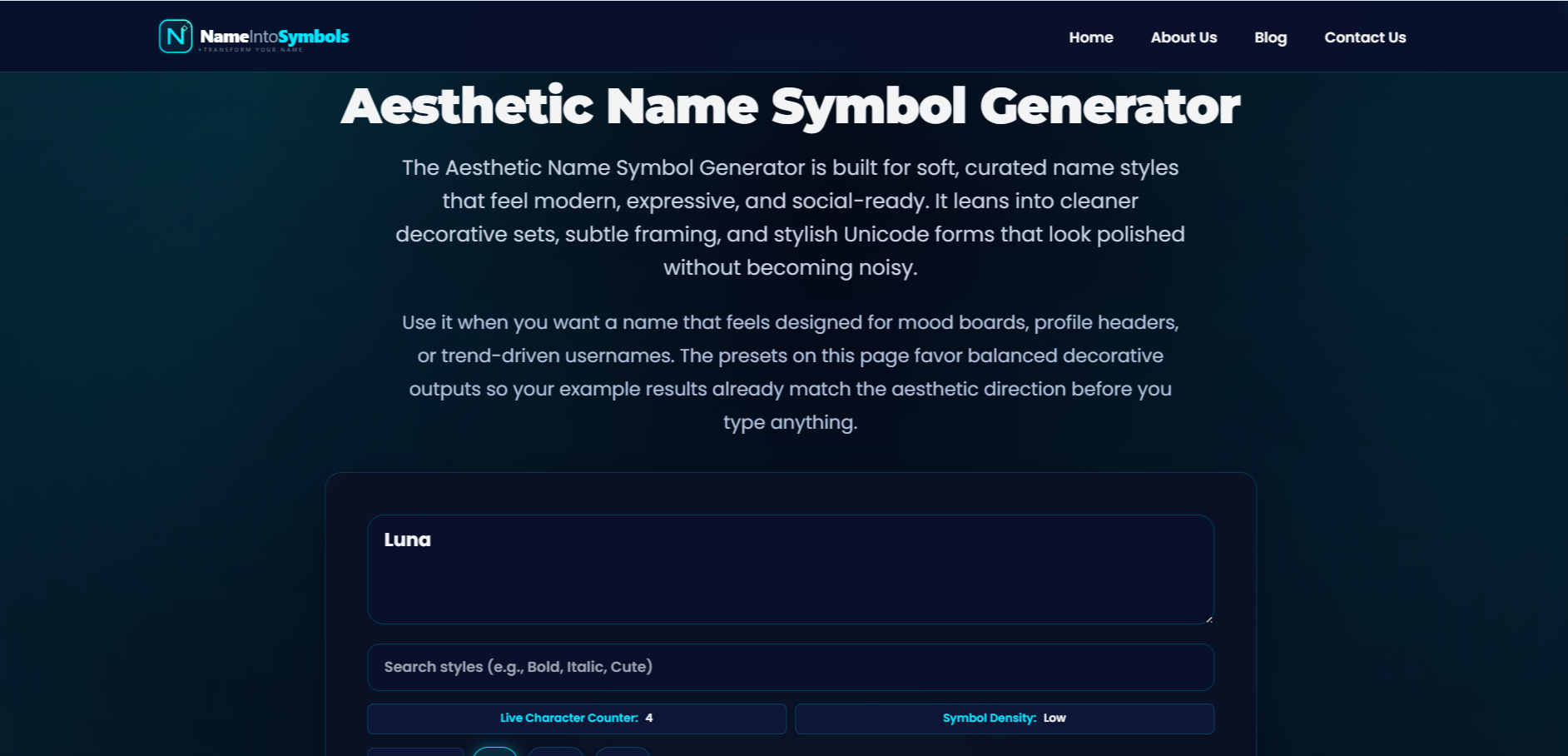 Name into Symbols screenshot