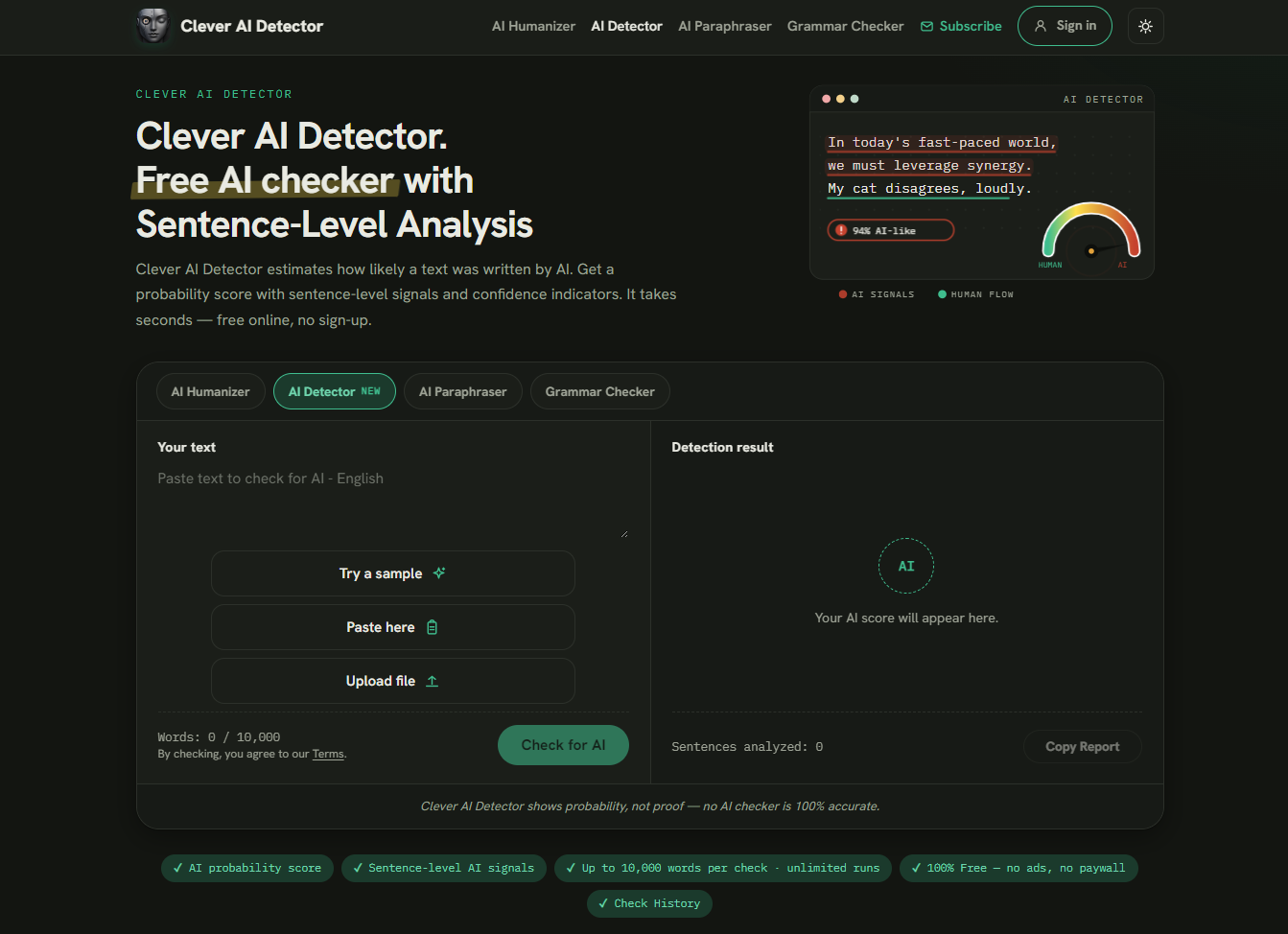 Clever AI Detector screenshot