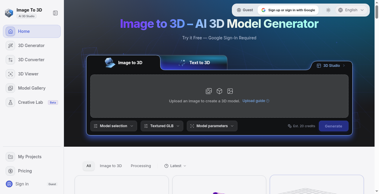 ImageTo3D Studio screenshot