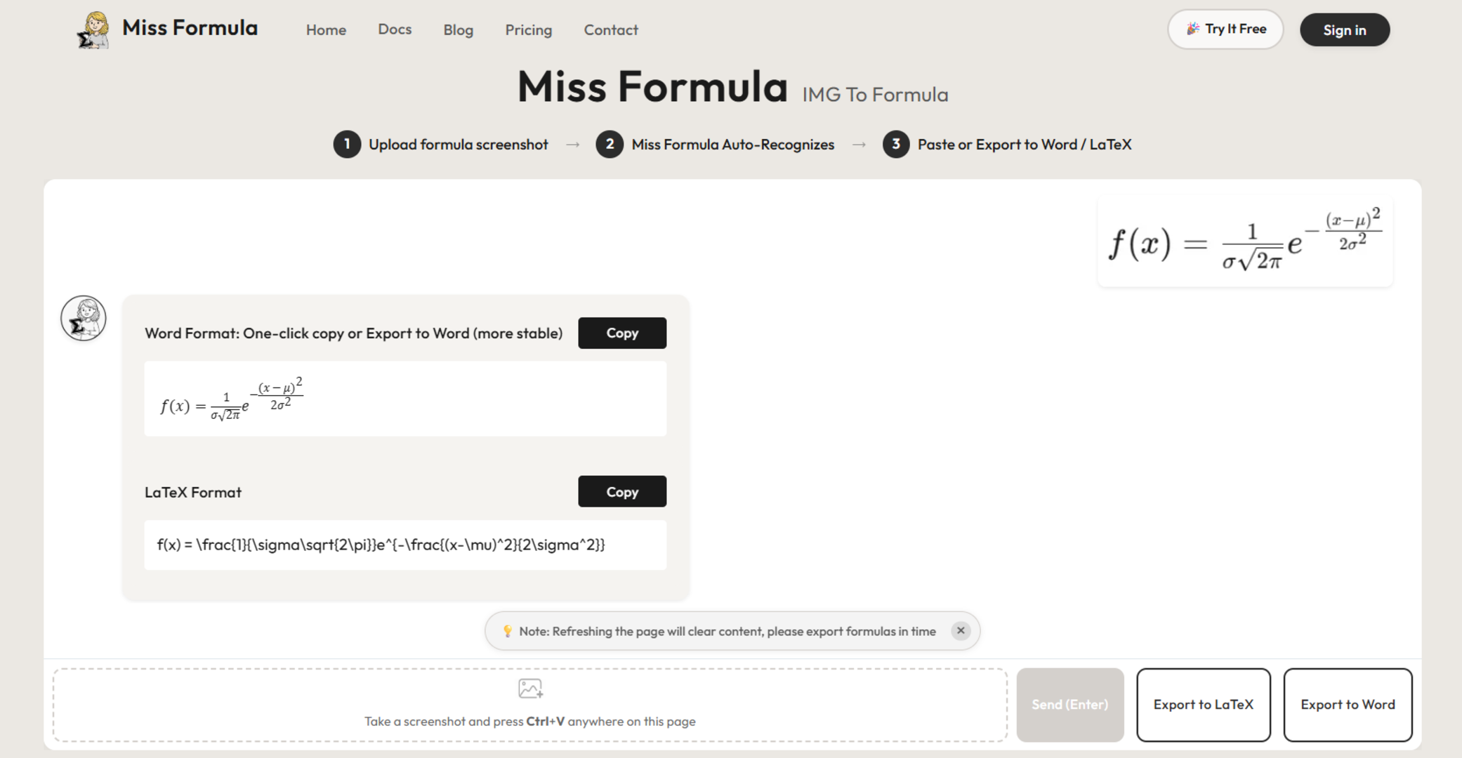 Miss Formula - Image to Word Equations & LaTeX screenshot