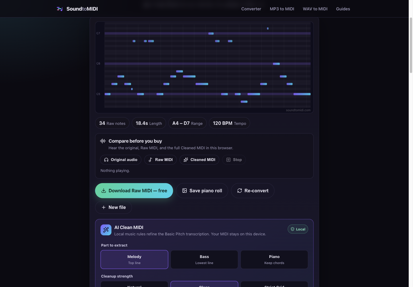 SoundToMIDI screenshot