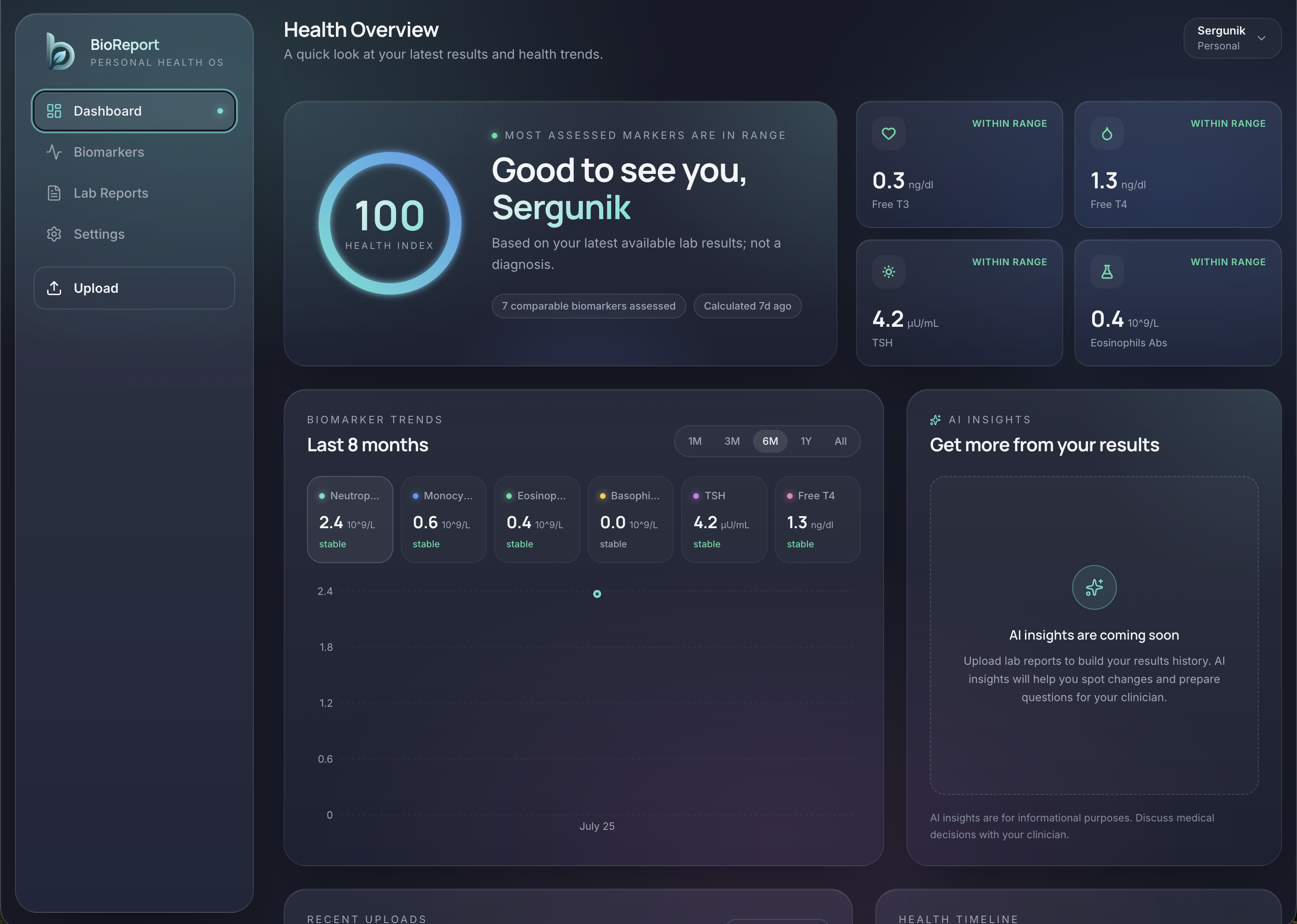 BioReport screenshot