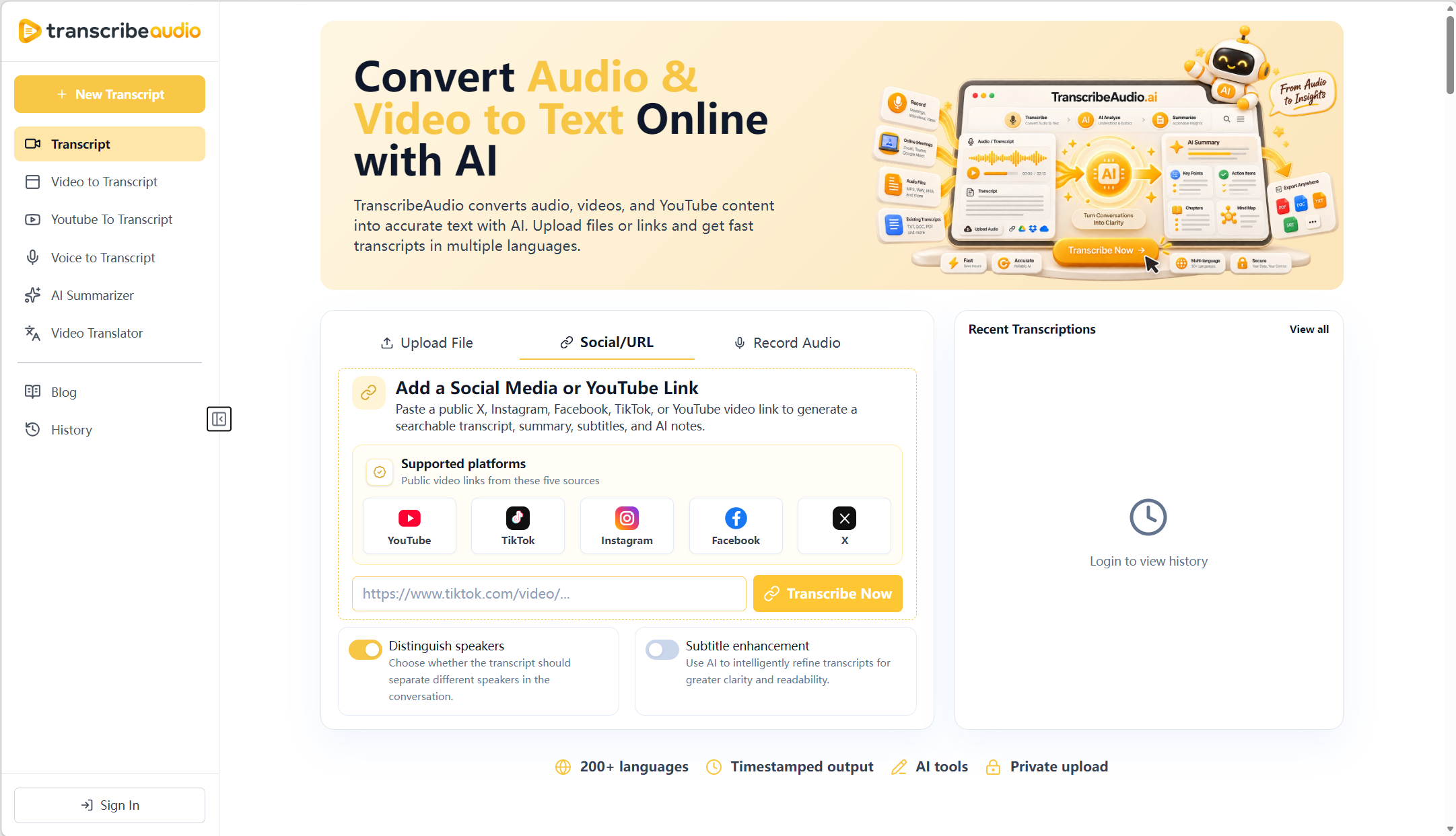 Transcribe Audio screenshot