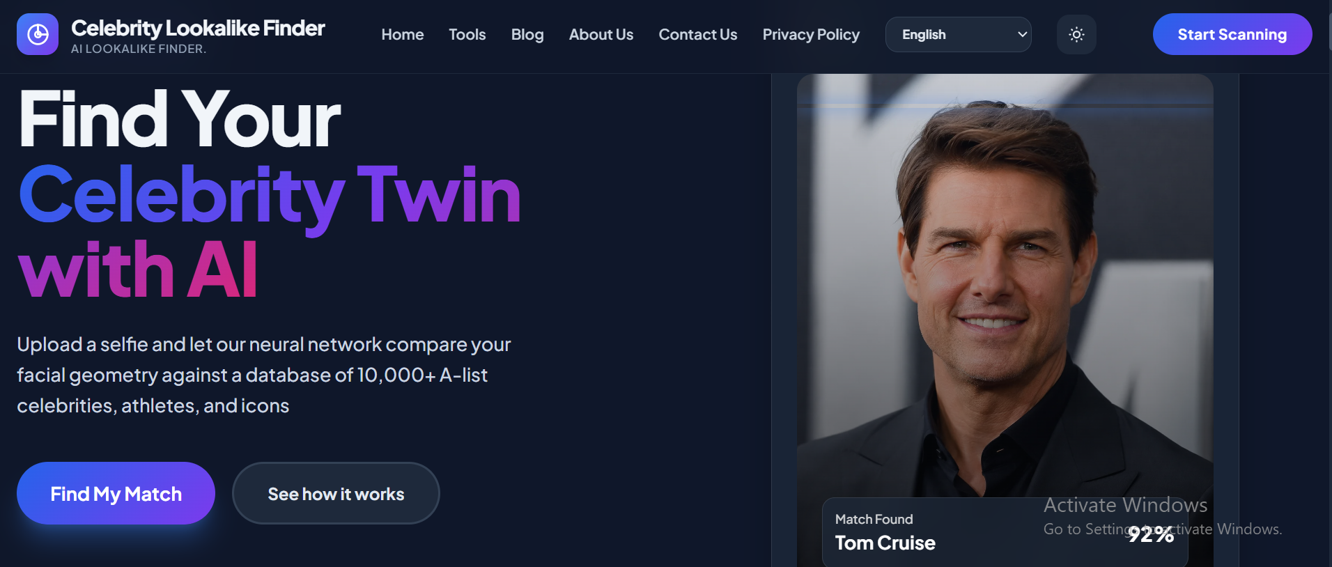 celebritylookalikefinder. screenshot