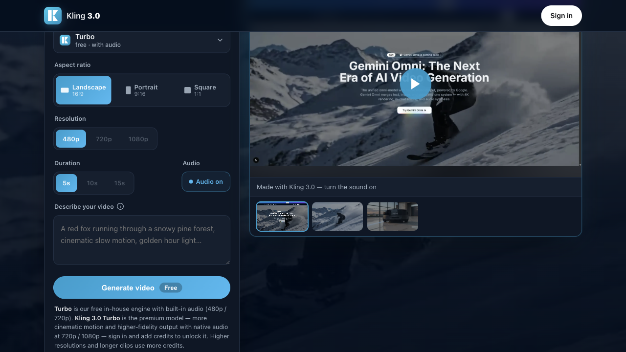 Kling 3.0 AI Video Generator screenshot