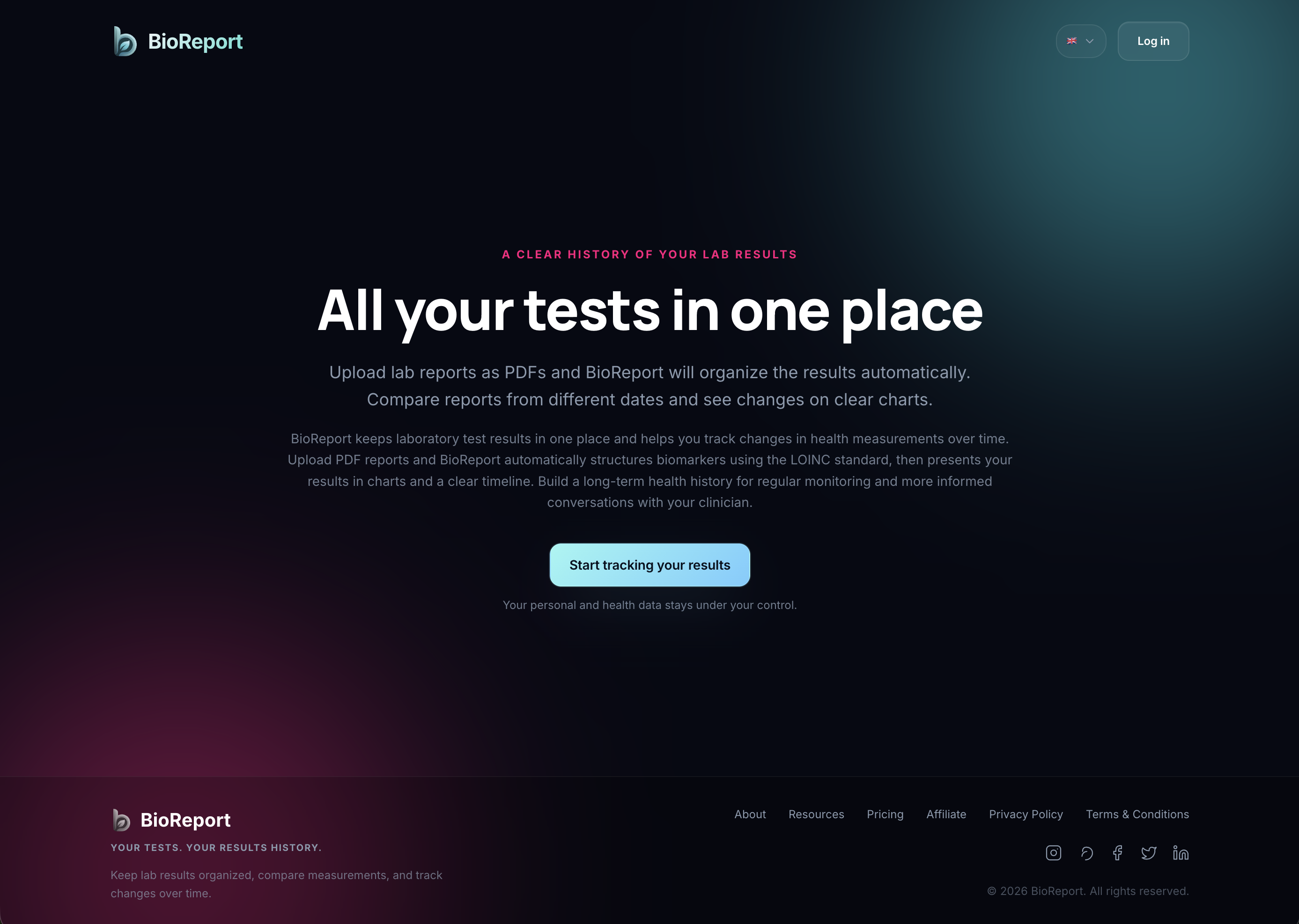 BioReport screenshot