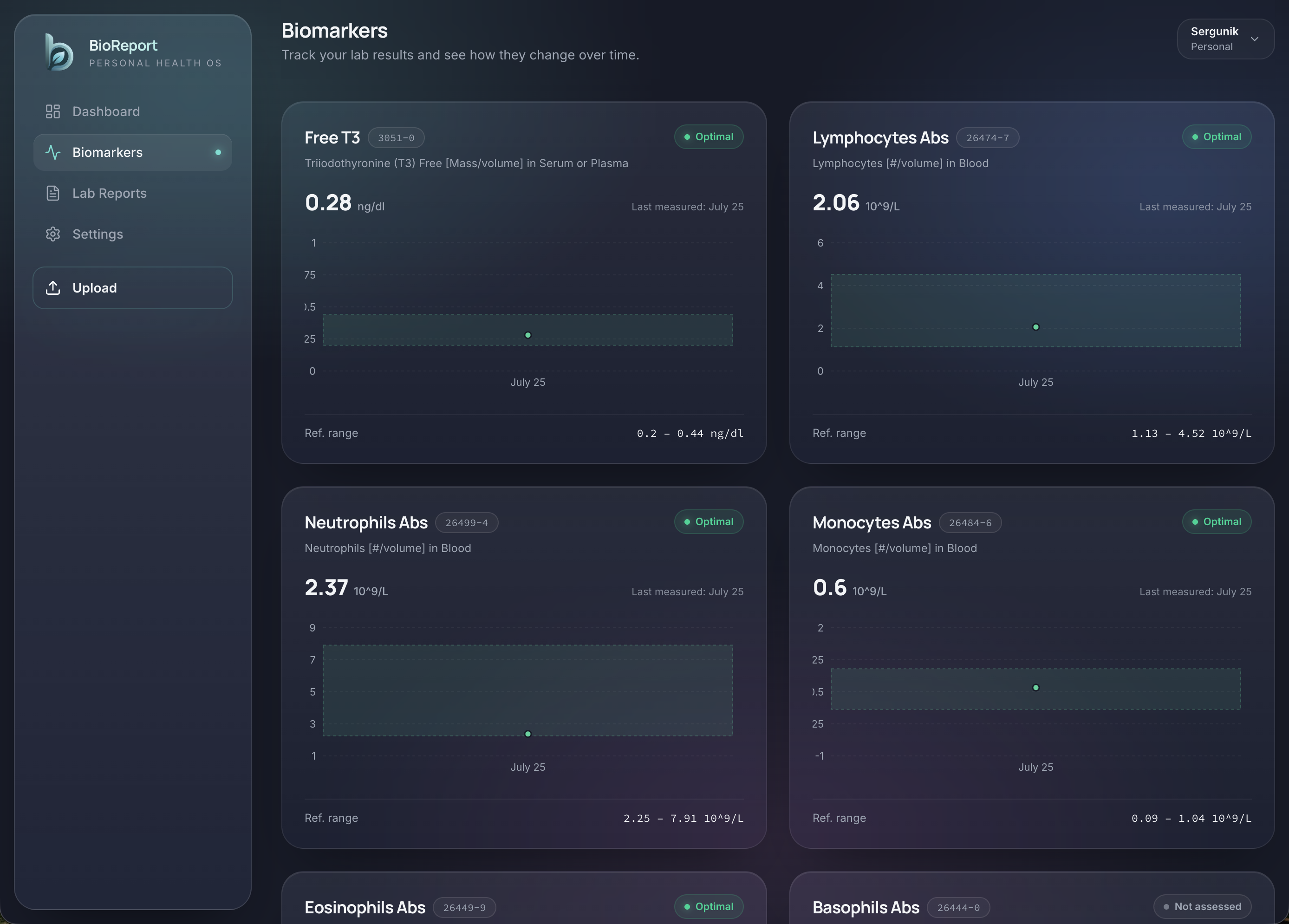 BioReport screenshot