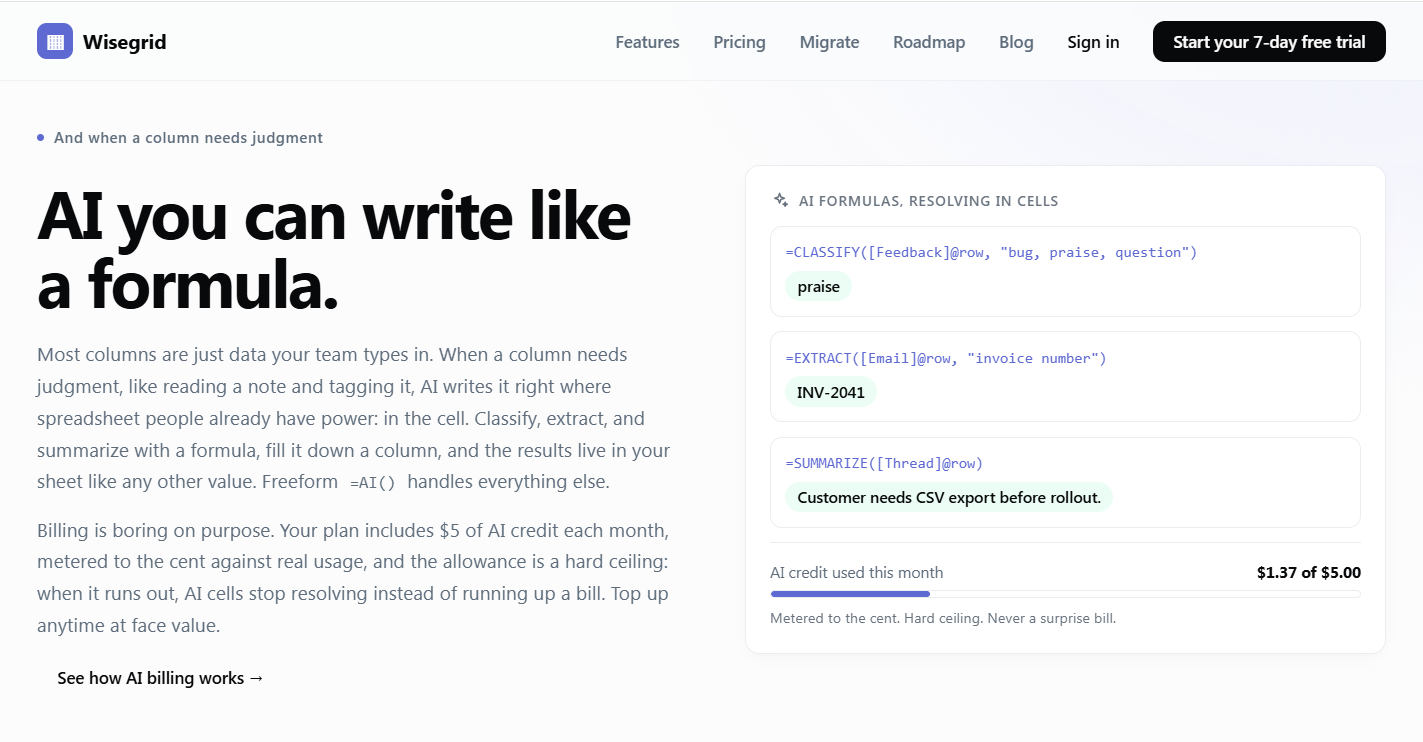 Wisegrid screenshot