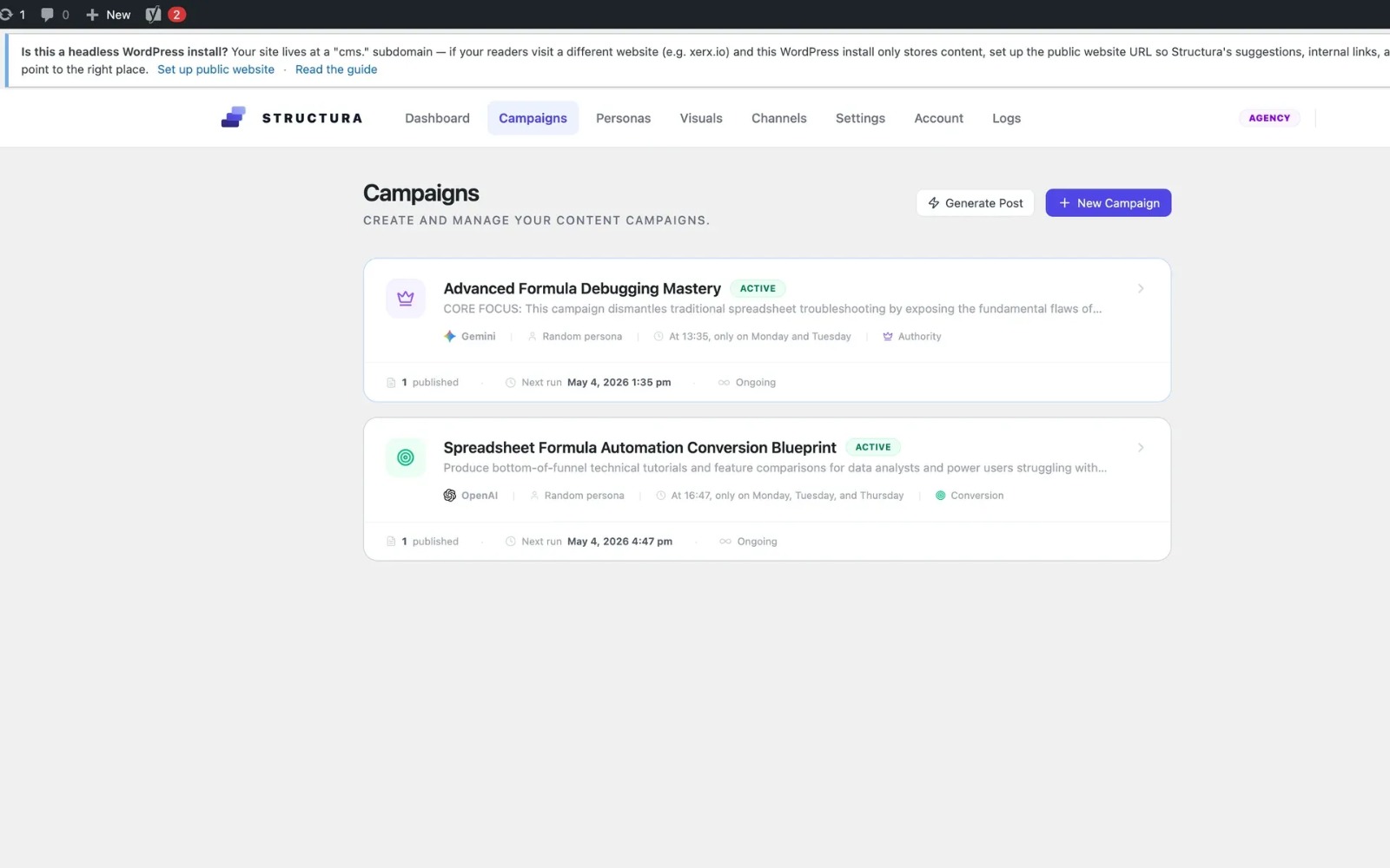 Structura screenshot
