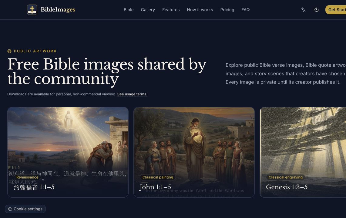 BibleImages.app - AI Bible Image Generator screenshot