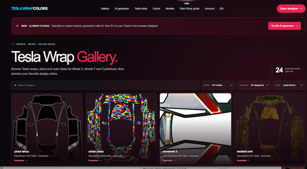 Tesla Wrap Gallery screenshot